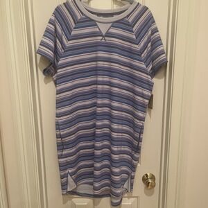 Title Nine Hideaway Shirt Dress Horizon Stripe Heather Gray XL Hiking Outdoor